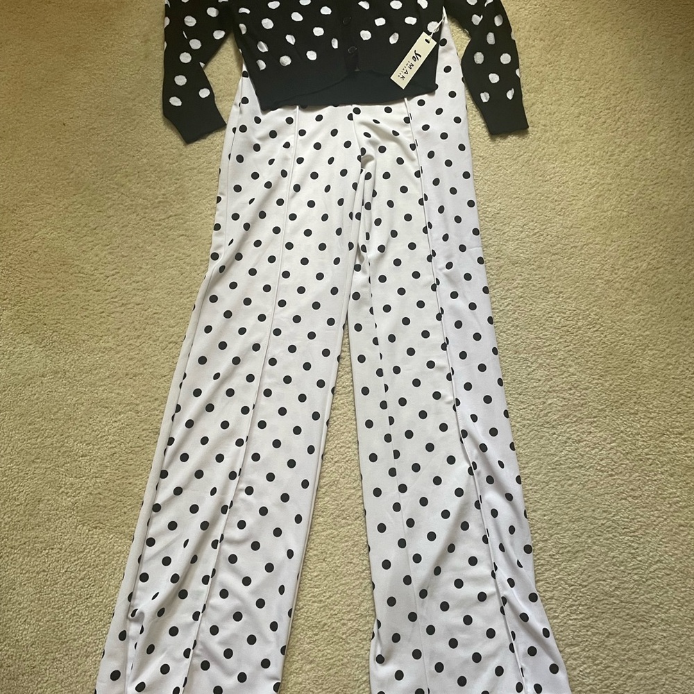 2 piece set Canvas Polka Dot High-Waisted Pants and Ye Mak sweater NWT - Picture 11 of 12